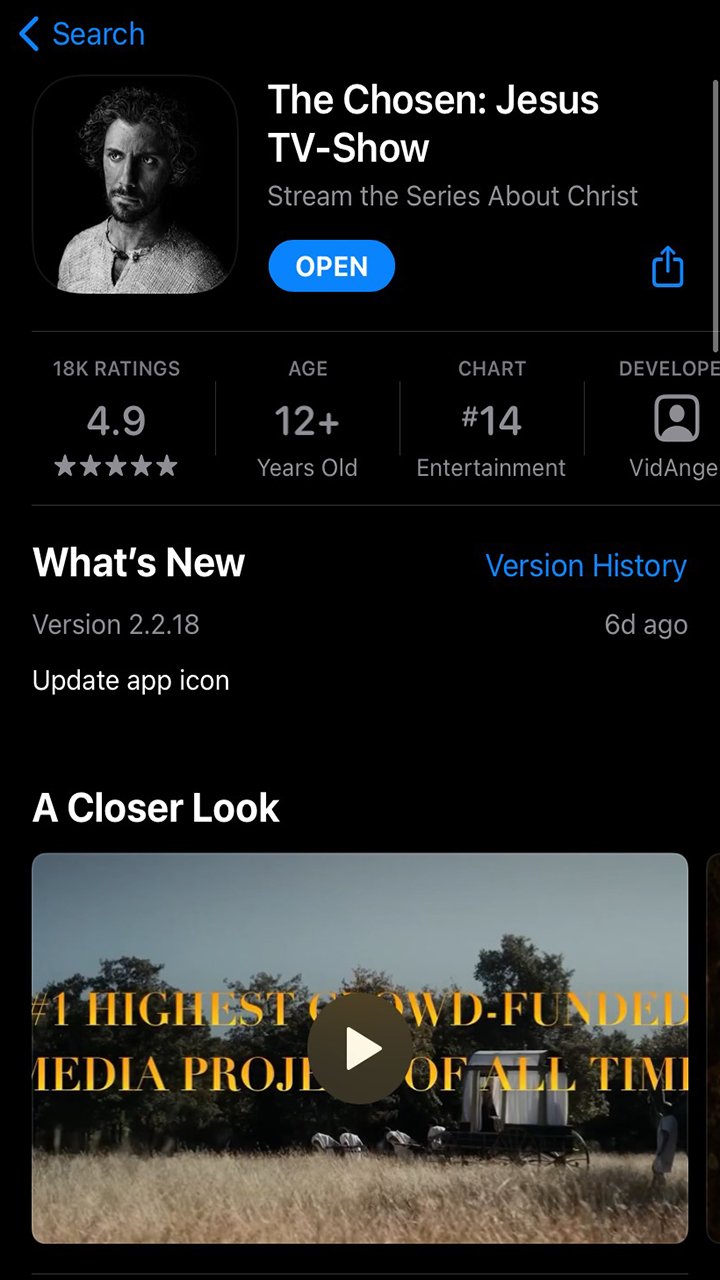THE CHOSEN TV Series App Lands on Top Charts in App Store