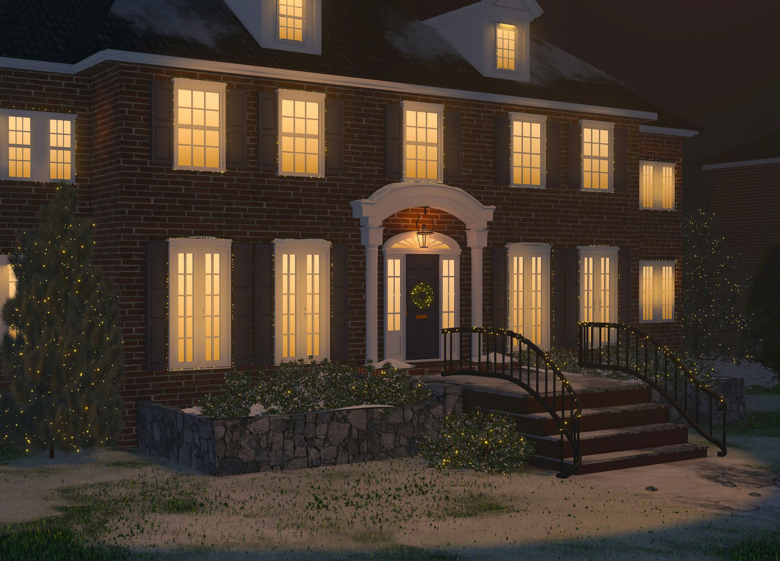 a brick building with a staircase