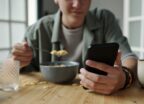 teen, phone, food, social media