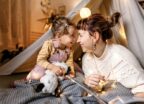 Mother, daughter, child, book, reading